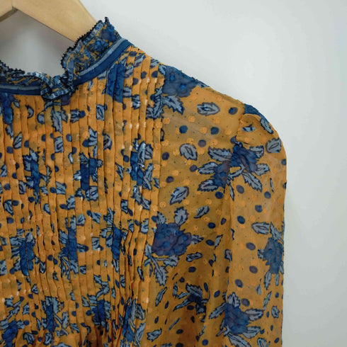 ウラ ジョンソン ulla johnson 総柄 ロングスリーブ シルクブラウス レディース JPN:4