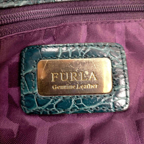 フルラ FURLA ルーマニア製 クロコダイル型押し レザーハンドバッグ レディース