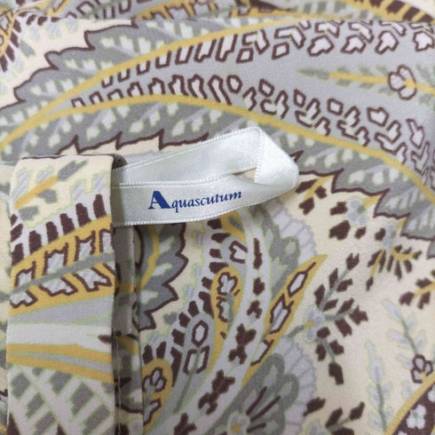 アクアスキュータム AQUASCUTUM シルク100% ペイズリー柄 4タック フレア スカート レディース