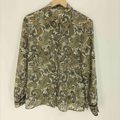 アクアスキュータム AQUASCUTUM ペイズリー柄 レギュラーカラー フロントタック L/S シャツ ペイズリー柄 フレア スカート セットアップ レディース