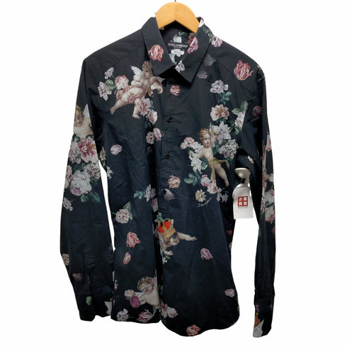 ドルチェアンドガッバーナ DOLCE&GABBANA GOLD LINE 天使×花 コットン総柄シャツ メンズ FR:42