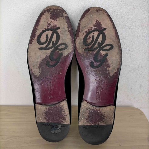 ドルチェアンドガッバーナ DOLCE&GABBANA ビジュー装飾ベロアローファー オペラシューズ メンズ UK:8.5