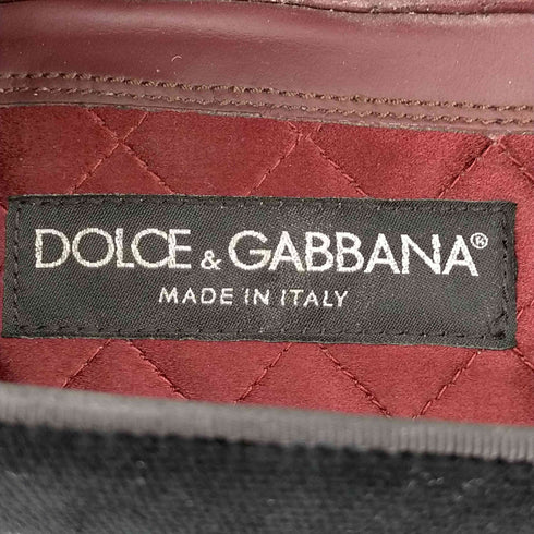 ドルチェアンドガッバーナ DOLCE&GABBANA ビジュー装飾ベロアローファー オペラシューズ メンズ UK:8.5