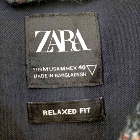 ザラ ZARA チェック柄 ダブルポケット シャツ ジャケット メンズ JPN:M