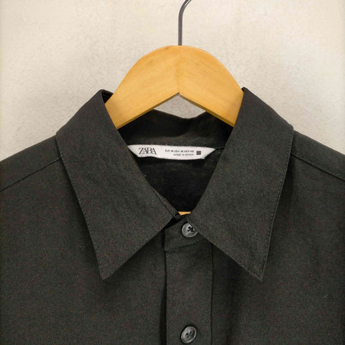 ザラ ZARA フラップポケット シアーポリエステルシャツ メンズ import:M
