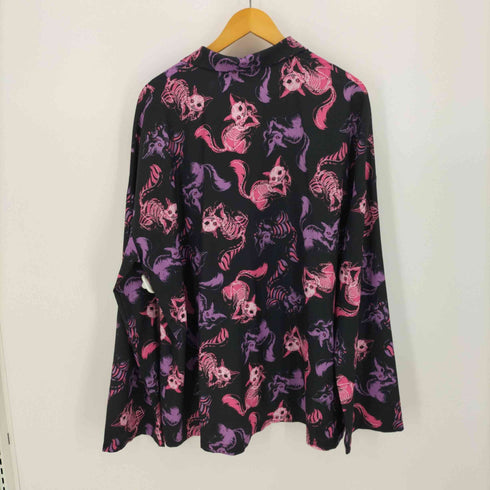 ドラッグ ハニー Drug honey スケルトン 骨 猫 ほねほね キャット 総柄 L/S シャツ メンズ JPN:3