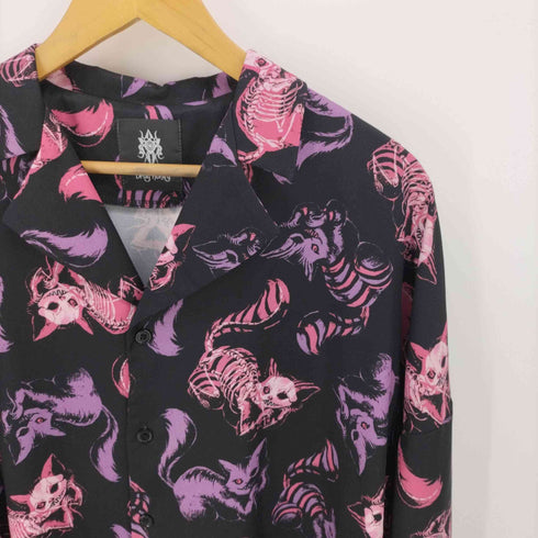 ドラッグ ハニー Drug honey スケルトン 骨 猫 ほねほね キャット 総柄 L/S シャツ メンズ JPN:3