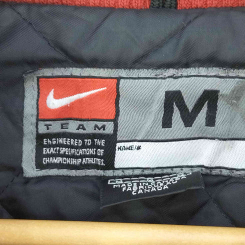 ナイキチーム NIKE TEAM 90-00s カナダ製 カレッジロゴ 裏キルティング レザースリーブ ウールナイロン スタジャン アワードジャケット メンズ import:M