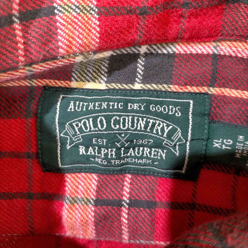 ポロカントリーラルフローレン POLO COUNTRY RALPH LAUREN 復刻 チェック ヘビーネルシャツ メンズ import:XL