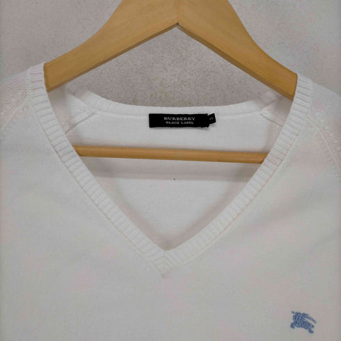 バーバリーブラックレーベル BURBERRY BLACK LABEL シャツカフス刺繍Vネックコットンニット メンズ JPN:3