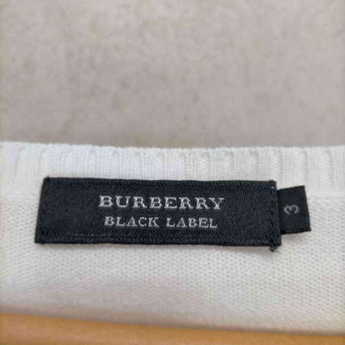 バーバリーブラックレーベル BURBERRY BLACK LABEL シャツカフス刺繍Vネックコットンニット メンズ JPN:3