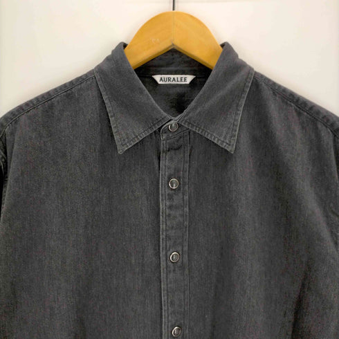 オーラリー AURALEE SELVEDGE SUPER LIGHT DENIM SHIRT WASHED BLACK メンズ 3