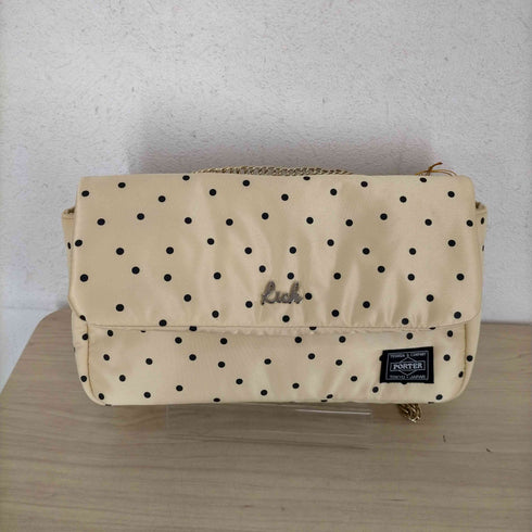 ポーター PORTER ロゴエンブレムドット柄チェーンショルダーバッグ レディース