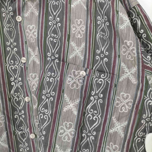 フルギ BURMA BIBAS 60 SINGLES COTTON LAWN 総柄 コットン S/S レギュラーカラー シャツ メンズ import:L