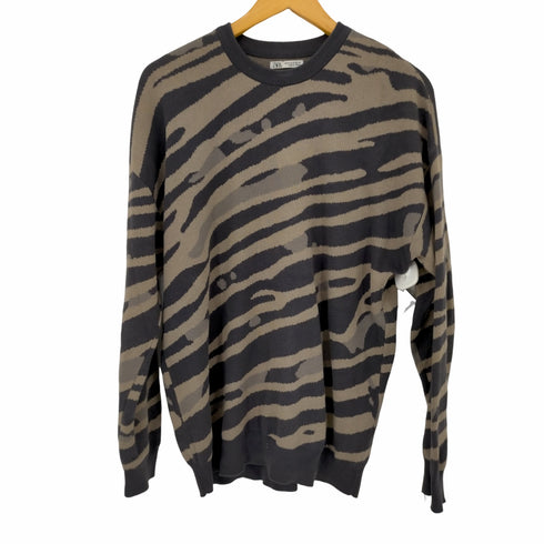 ザラ ZARA アニマルパターンコットンニット メンズ import:M