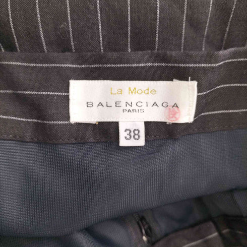 バレンシアガ BALENCIAGA La Mode リネンナイロン ストライプタイトスカート レディース EUR:38