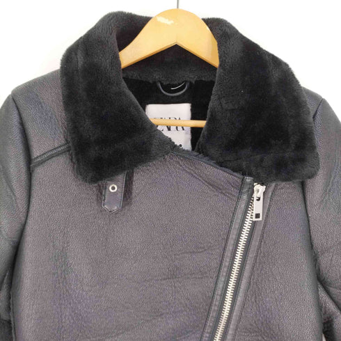 ザラ ZARA フェイクレザー ライダース ムートンジャケット レディース import:S