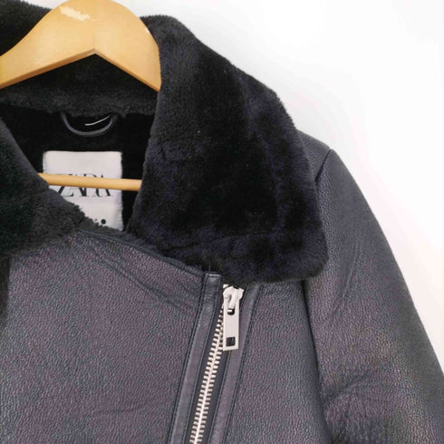 ザラ ZARA フェイクレザー ライダース ムートンジャケット レディース import:S