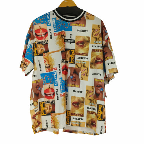 プレイボーイ PLAY BOY グラフィックプリント 総柄メッシュTシャツ メンズ JPN:L