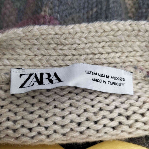 ザラ ZARA FLORAL KNIT JACQUARD CARDIGAN クロップドジャガードカーディガン レディース JPN:M