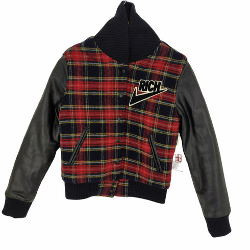 ジョイリッチ JOYRICH ウールチェックレザー切替スタジャン メンズ JPN:L