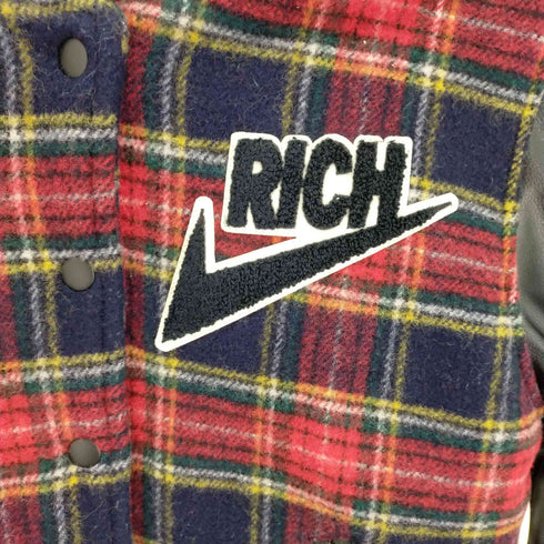 ジョイリッチ JOYRICH ウールチェックレザー切替スタジャン メンズ JPN:L
