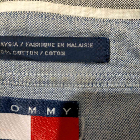 トミーヒルフィガー TOMMY HILFIGER エンブレム刺繍 ストライプ BDシャツ メンズ import:L