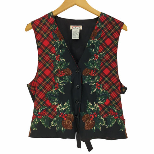 タルボット TALBOTS チェリー チェック プリント ジレ ベスト レディース import:M
