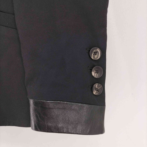 ヘルムートラング HELMUT LANG 襟レザー1Bテーラードジャケット レディース US:4