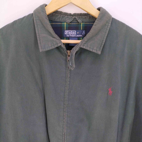 ポロバイラルフローレン Polo by RALPH LAUREN ポニー刺繍 裏チェック コットン スイングトップ ジップアップジャケット メンズ import:XL