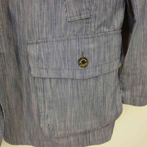 アクアスキュータム AQUASCUTUM 3B リネン混 ストライプジップアップテーラードジャケット メンズ JPN:L