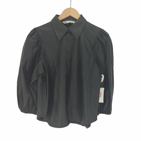 ザラ ZARA Faux Leather Shirt レディース import:S