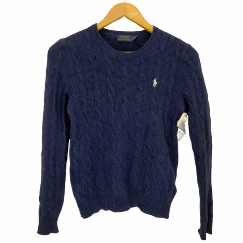 ポロラルフローレン POLO RALPH LAUREN ポニー刺繍 カシミヤ混 ウールケーブルニット レディース S P