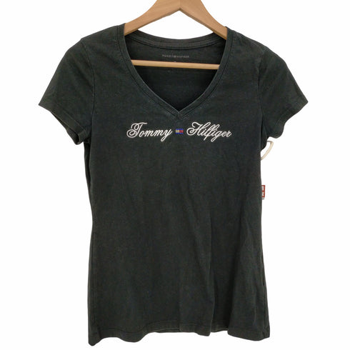 トミーヒルフィガー TOMMY HILFIGER Y2K Vネック ラインストーンTシャツ レディース S/P
