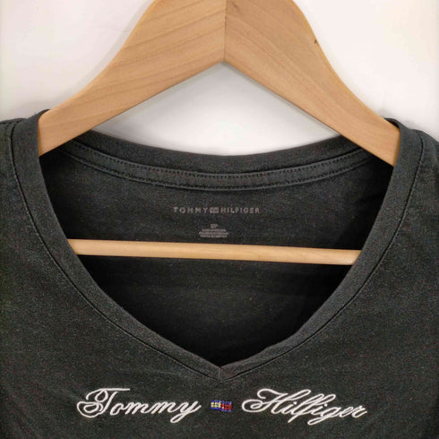 トミーヒルフィガー TOMMY HILFIGER Y2K Vネック ラインストーンTシャツ レディース S/P
