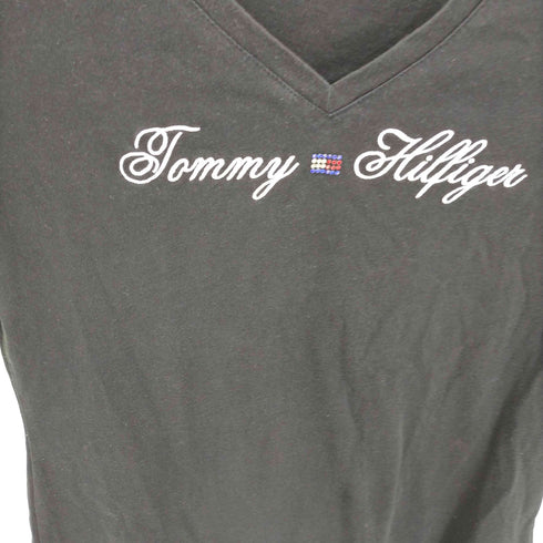 トミーヒルフィガー TOMMY HILFIGER Y2K Vネック ラインストーンTシャツ レディース S/P