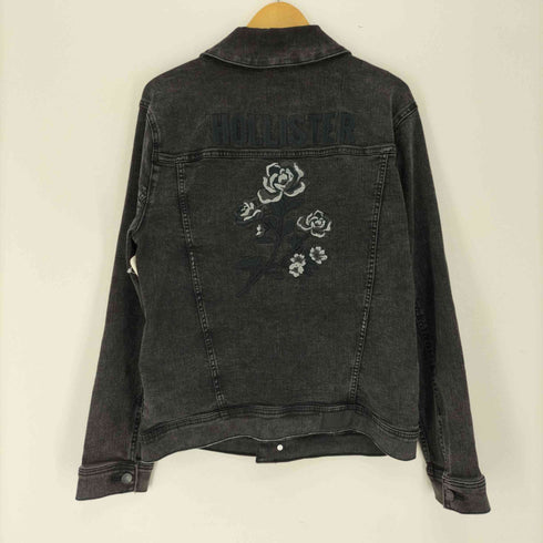 ホリスター Hollister バック 花 刺繍 ブラック デニム ジャケット メンズ JPN:S