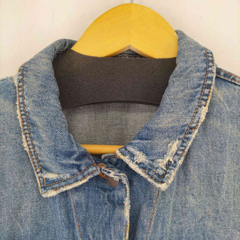 ベルシュカ BERSHKA ダメージ加工 デニムジャケット キャラクタープリント レディース JPN:S