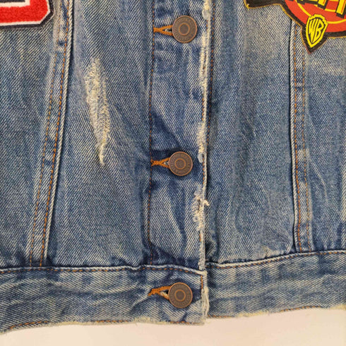 ベルシュカ BERSHKA ダメージ加工 デニムジャケット キャラクタープリント レディース JPN:S