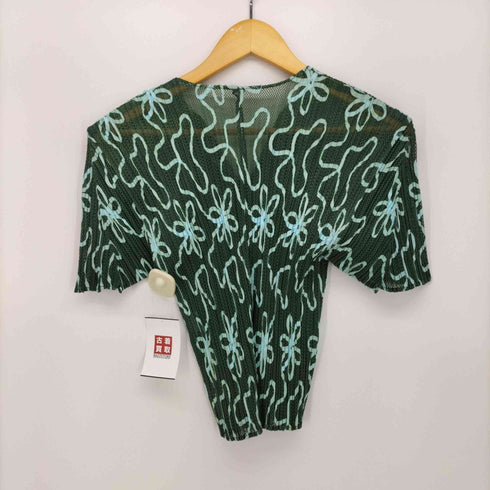 プリーツプリーズイッセイミヤケ PLEATS PLEASE ISSEY MIYAKE 2000SS 花柄 フラワープリント メッシュ ショートスリーブ プリーツシャツ レディース JPN:3