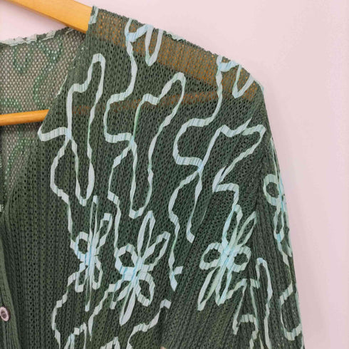 プリーツプリーズイッセイミヤケ PLEATS PLEASE ISSEY MIYAKE 2000SS 花柄 フラワープリント メッシュ ショートスリーブ プリーツシャツ レディース JPN:3