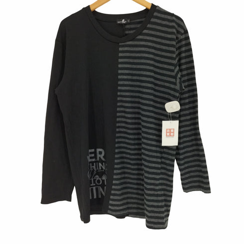 ニーア クロージング NieR CLOTHING ハーフ ストライプ フロント プリント ドッキング L/S Tシャツ メンズ FREE