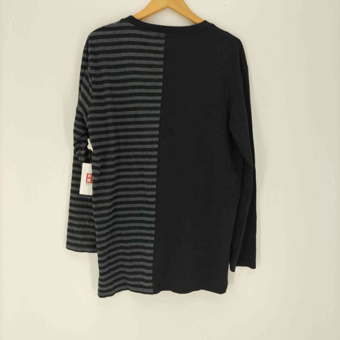 ニーア クロージング NieR CLOTHING ハーフ ストライプ フロント プリント ドッキング L/S Tシャツ メンズ FREE