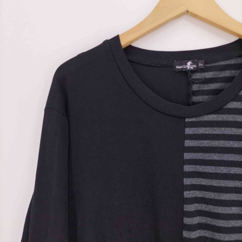 ニーア クロージング NieR CLOTHING ハーフ ストライプ フロント プリント ドッキング L/S Tシャツ メンズ FREE