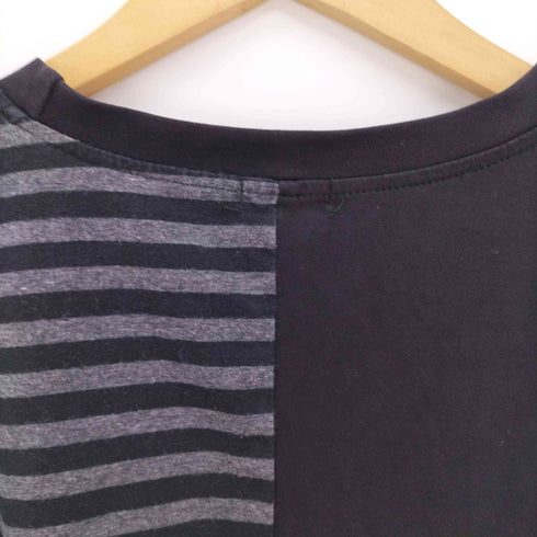 ニーア クロージング NieR CLOTHING ハーフ ストライプ フロント プリント ドッキング L/S Tシャツ メンズ FREE
