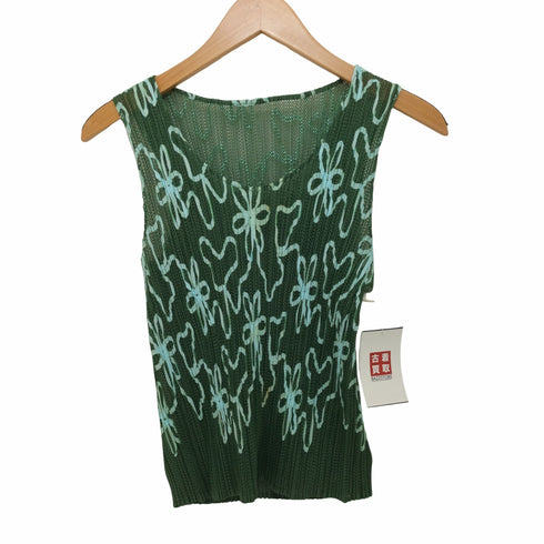 プリーツプリーズイッセイミヤケ PLEATS PLEASE ISSEY MIYAKE 2000SS 花柄 フラワープリント メッシュ ノースリーブ プリーツカットソー レディース 3