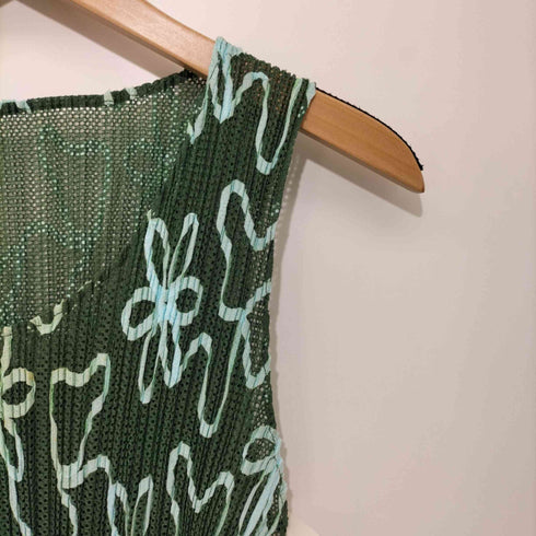 プリーツプリーズイッセイミヤケ PLEATS PLEASE ISSEY MIYAKE 2000SS 花柄 フラワープリント メッシュ ノースリーブ プリーツカットソー レディース 3