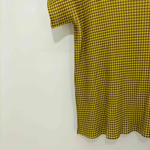 プリーツプリーズイッセイミヤケ PLEATS PLEASE ISSEY MIYAKE 2003SS ギンガムチェック タートルネック ショートスリーブ プリーツカットソー レディース JPN:3