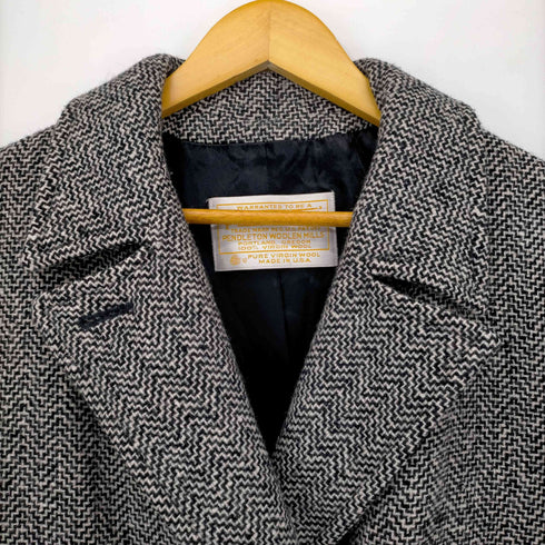 ペンドルトン PENDLETON 70S 黄タグ USA製 ウールツイードチェスターコート レディース