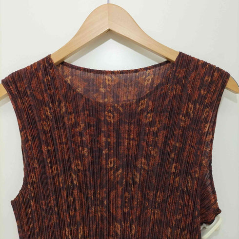 プリーツプリーズイッセイミヤケ PLEATS PLEASE ISSEY MIYAKE 2001AW 転写 プリーツ ノースリーブワンピース レディース JPN:4